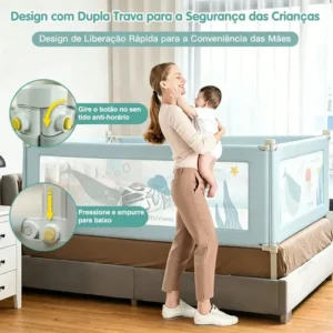 Grade Proteção Cama Bebê Ajustável Infantil Lateral Água150 Grade Proteção - Imagem 3