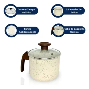 Fervedor Canecão Leiteira No 12 Antiaderente Tampa De Vidro - Imagem 3