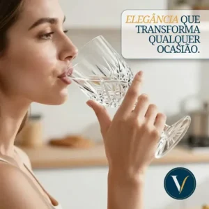 Jogo 6 Taças de Cristal 340ml Diamond Transparente Lapidado Vitrex - Imagem 6