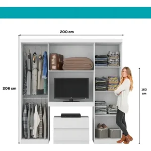 Guarda Roupa Casal 6 Portas 2 Gavetas Porto Branco Móveis Carraro - Imagem 7