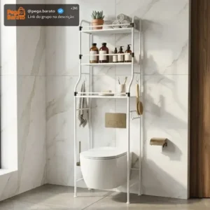 Estante Multiuso Aço Lavanderia com Prateleira Organizador De Banheiro Vaso Sanitário - Imagem 1