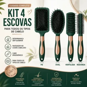 4 Peças Escovas De Cabelo Escova De Cabelo Profissional Verd Verde - Imagem 2