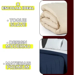 Edredom Queen 2.20m x 2.40m Azul marinho 400 Fios Toque de Algodão - Imagem 6