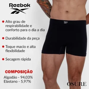 Kit 4 Cuecas Boxer Reebok Algodão Sem Costura Box Premium - Imagem 3