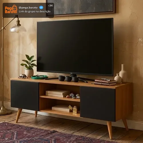 Rack Estante Para Sala E Tv - Organizador Com 2 Portas