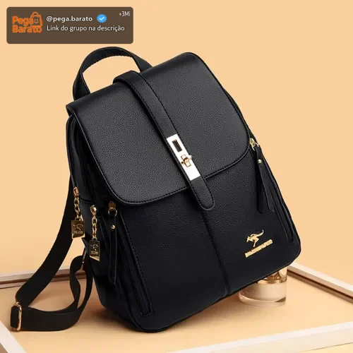 Bolsa Feminina Mochila De Ombro Tiracolo De Couro Ecológico