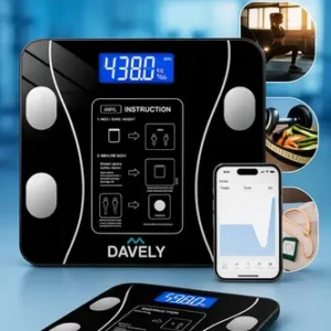 Balança Digital Bioimpedância Bluetooth Corporal Aparelho Alta Capacidade Balança De Banheiro Academia App Para Android E Para Ios Cor Preto Marca Davely - Imagem 9
