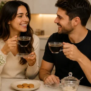 Jogo 6 Xícaras Chá Café Com Pires De Vidro Transparente - Imagem 5