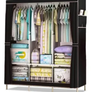 Guarda Roupa Dobrável Organizador Portátil Armário Grande Cor Preto - Imagem 7