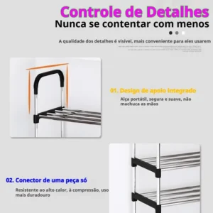 Rack Vertical Sapateira 5 Prateleiras 15 Pares Aço Inox Cor - Imagem 9