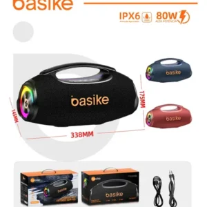 Basike Caixa de Som Boombox Plus 80W 8000Mah Portátil Bluetooth 5.3 Sem fio IPX6 À Prova D'água Com Luz RGB Hifi TWS Bass Forte Amplificada Alto falante Bombox TV Festa Casa Soundbox Subwoofer RAD337 - Imagem 9