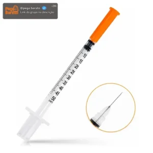 Seringa Insulina 50ui Agulha 6mmx25mm Fixa 0,5ml 10 Unidades - Imagem 1