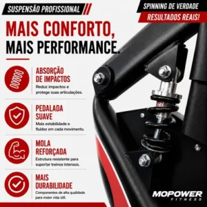 Bicicleta Ergométrica Spinning Mopower GTSX Roda inércia 20kg Suporta até 120kg - Imagem 3