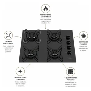 Cooktop Itatiaia Essencial 4 Bocas cor Preto - Imagem 3