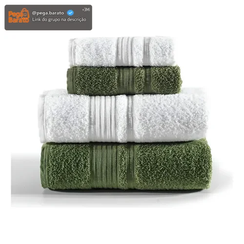 Jogo De Toalhas Tóquio Banho 4 Peças Branco E Verde Deep Olive Lisa Altenburg