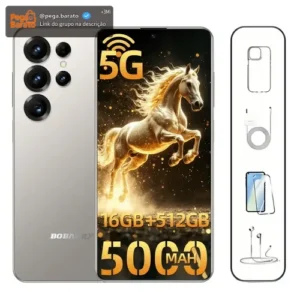 Smartphone Bobarry Tela Gigante 6.78 Polegadas Dual Sim Dual Standby Android 15 Processador Dimensity 7200 Câmera Dupla 18mp+52mp Bateria 5000mah 16gb Ram+512gb Rom Cinza - Imagem 1