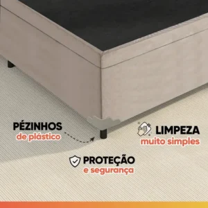 Cama Box Baú Casal Colchão Gazin Molas Flora Bege 138x188x63cm - Imagem 9