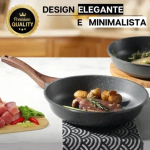 Frigideira Cerâmica Antiaderente Grande 24cm Para Fogão A Gás Indução Cooktop Panela Frita Sem Óleo Não Gruda Profissional Moderna Mix - Imagem 8