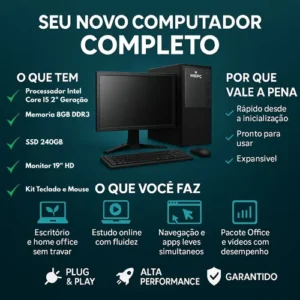 Pc Computador Completo Intel I5 8gb Ssd 240gb Monitor 19 - Imagem 8