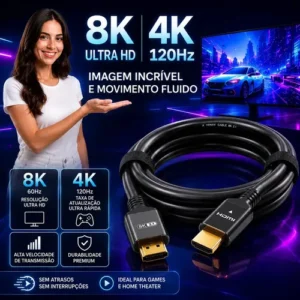 Cabo HDMI 8K 2.1 Blackone 2m Compatível PS5 Xbox 48Gbps Conector Ouro - Imagem 3