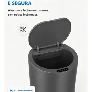 Lixeira Inteligente 16 Litros Com Sensor Automático Para Banheiro e Cozinha Cinza - Imagem 5