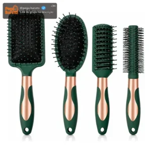 4 Peças Escovas De Cabelo Escova De Cabelo Profissional Verd Verde - Imagem 1