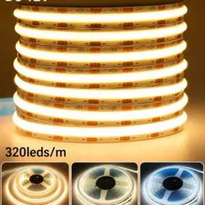 Fita Led Cob 9w 5m 3528 12v Ip20 320 Leds 3000k 4000k 6500k - Imagem 3