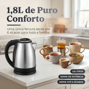 Chaleira Elétrica Inox 1,8 Litros com Desligamento Automático e Base Giratória - Imagem 3