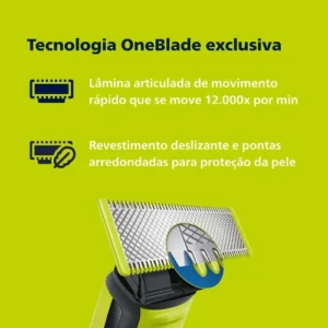 Barbeador e Aparador Elétrico Philips OneBlade para Rosto & Corpo Sem Fio e À Prova D'Água - QP2824/10 - Imagem 6