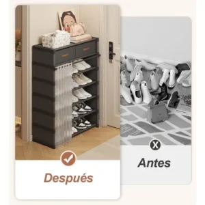 Armario Sapateira Multiuso Vertical 7 Andares Com Gavetas - Imagem 7