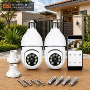 Kit 2 Câmeras de Segurança Lâmpada Trance LP8177 Wi-fi 360° Full Hd 1080p Bocal E27 Visão Noturna Áudio Bidirecional App Yoosee 2.4ghz Monitoramento Residencial Externo e Interno Jortan Durawell - Imagem 1