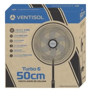Ventisol Ventilador de Coluna Turbo 6 Pás 50cm cor Preto - Imagem 3