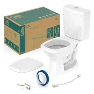 Kit Bacia Celite Com Caixa Acoplada Completo Like Branco - Imagem 6