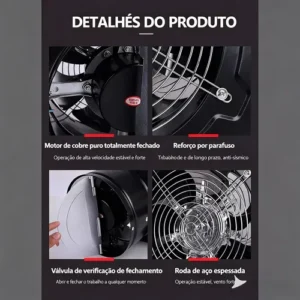 Exaustor Axial De Alta Velocidade 100mm Ventilada 220v Preto - Imagem 6