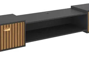 Painel Rack Suspenso Sala Tv At 75 Ripado Com Portas Premium - Imagem 7