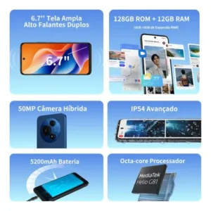 Smartphone TCL 128GB 50MP 12GB RAM 6.7" HD+ Octa-Core 5.200 mAh TCL 605 - Imagem 3