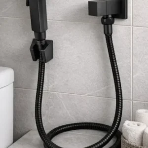 Ducha Higiênica Quadrada Luxo Metal Chuveirinho de Banheiro 1.20 mts Preto Completa ¼ Volta - Imagem 8