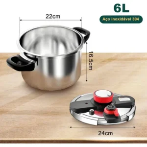Panela de Pressão Profissional SHANYIN de Alumínio 6 L com Fechamento Externo para Indução e Gás - Imagem 6