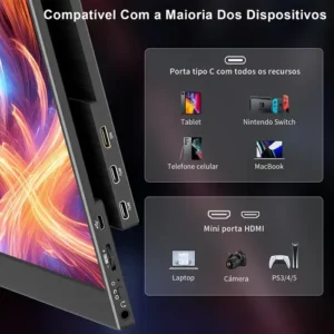 Monitor Portátil 15.6''com Usb C Dupla/hdmi Fhd 1080p 60hz - Imagem 4