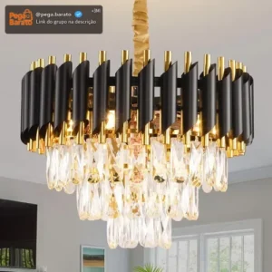 Lustre De Teto Cristal 40cm Para Sala De Jantar E Quarto - Imagem 1
