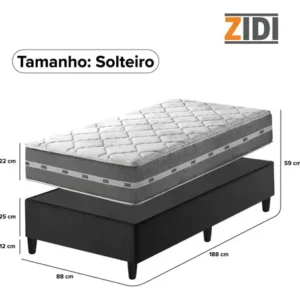 Cama Box Solteiro + Colchão Molas Ensacadas Zidi Miami 88cm - Imagem 4