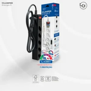 Filtro de Linha com Protetor de Surto DPS iClamper Energia 5 Tomadas 3 Pinos 10 Amperes com Tecnologia LCF Anti Raio Clamper Cor Preto - Imagem 2