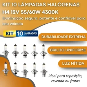 Kit 10 Lâmpada Halógena H4 4300k 12v 60/55w Tech One Code - Imagem 4