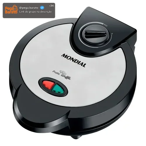 Máquina De Waffles Antiaderente Mondial Pratic Gw01 1200w