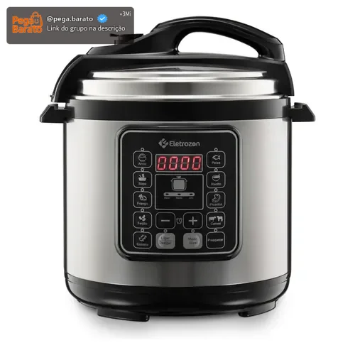 Panela de Pressão Elétrica 1100W Eletrozon Elt-808 de 6 Litros com Revestimento Antiaderente e Desligamento Automático