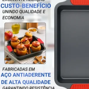 Kit 2 Assadeira Antiaderente Retangular Grande Funda Travesssa Forma Antiaderente Forma Bolo Doces Assadeiras Bolo Resistente Teflon - Imagem 7