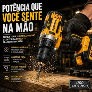 Parafusadeira Furadeira De Impacto 2 Baterias + Kit 46 Peças - Imagem 11