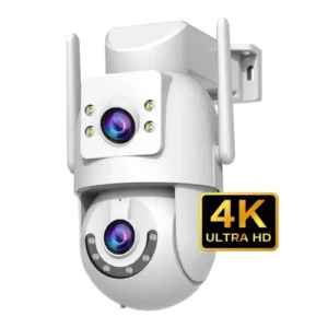 Câmera de Segurança IP 4k UHD , Wi-Fi 2.4G/5G Dual Band, Dupla Lentes 2 Em 1 Vigilancia, com Sirene, Visão Noturna Colorida, Controle por App, IP66 Prova D'água, Cor Branca-Jooan - Imagem 2