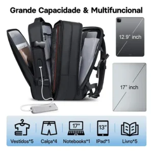Mochila Viagem Executiva Grande Notebook Masculina Feminina - Imagem 5