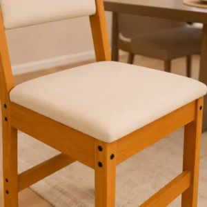 Kit 4 Cadeiras Estofadas Reforçadas Sala De Jantar Cor Bege - Imagem 6